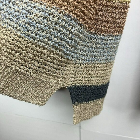 Knox Rose Womens Sweater XXL 2X Stripe Multicolor Open Knit Long Sleeve Pullover - Picture 3 of 7